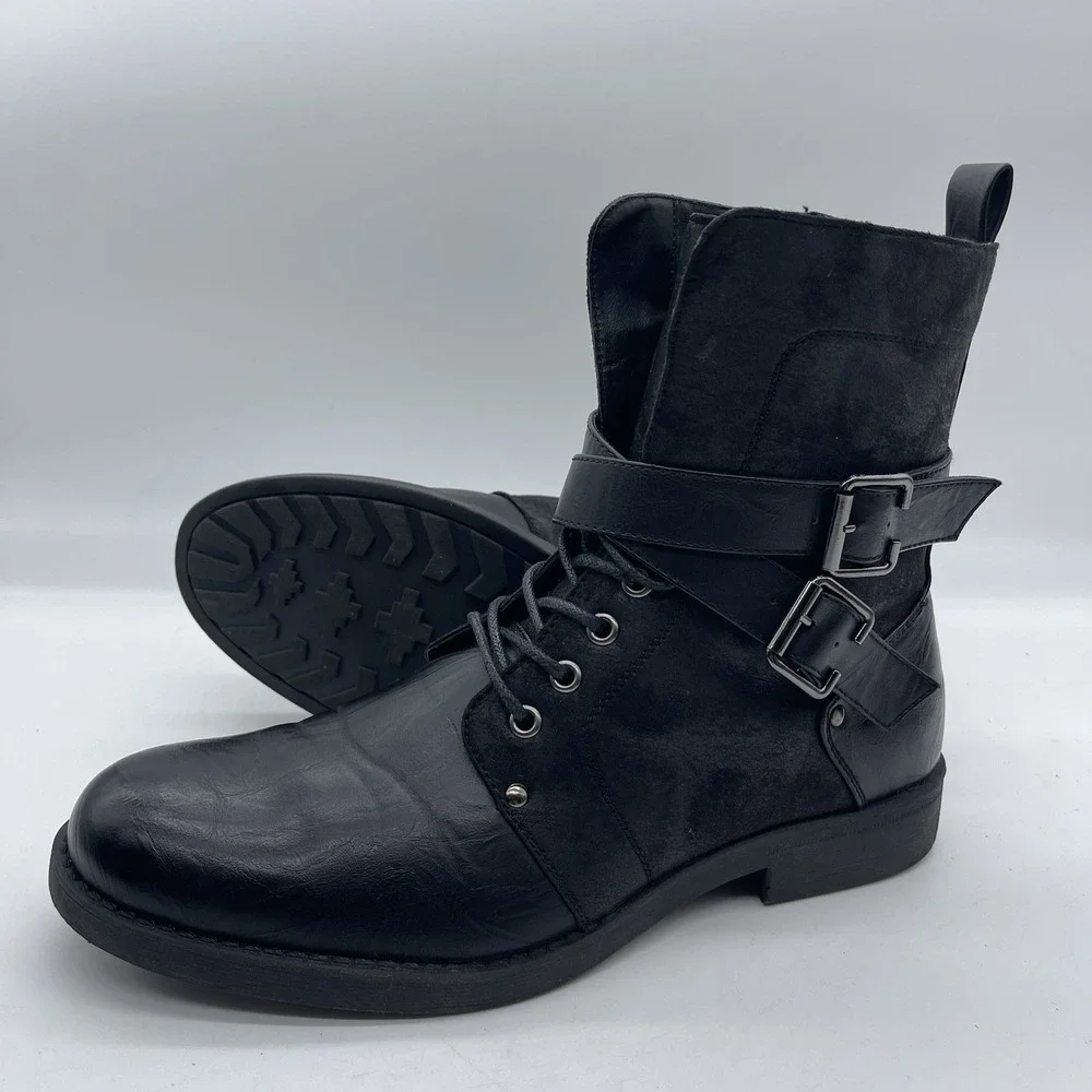ARider Antonio-01 Men's Size 9.5 Moto Leather Boots Black Casual Shoes